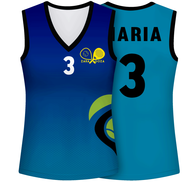 Camiseta pádel mujer sin mangas sublimada modelo degradado