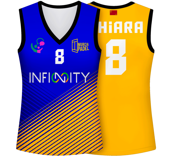Camiseta pádel mujer sin mangas sublimada modelo rayas