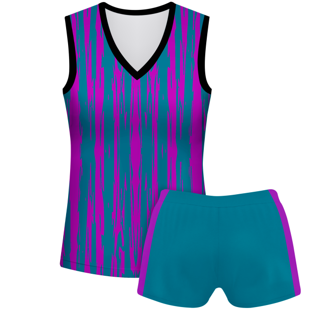 Conjunto voley mujer sin mangas sublimado modelo rayado
