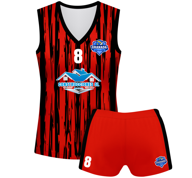 Conjunto voley mujer sin mangas sublimado modelo rayado