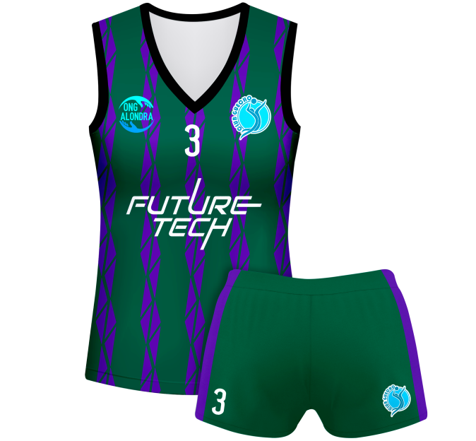 Conjunto voley mujer sin mangas sublimado modelo bandas