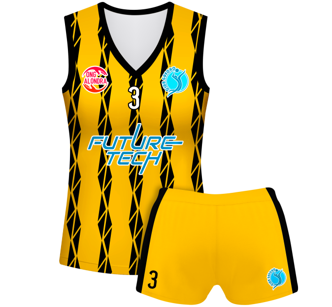 Conjunto voley mujer sin mangas sublimado modelo bandas