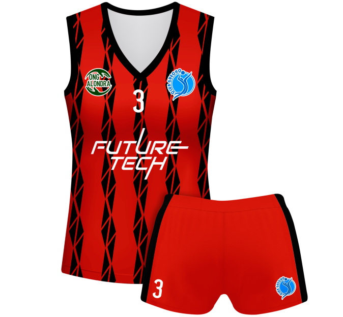 Conjunto voley mujer sin mangas sublimado modelo bandas