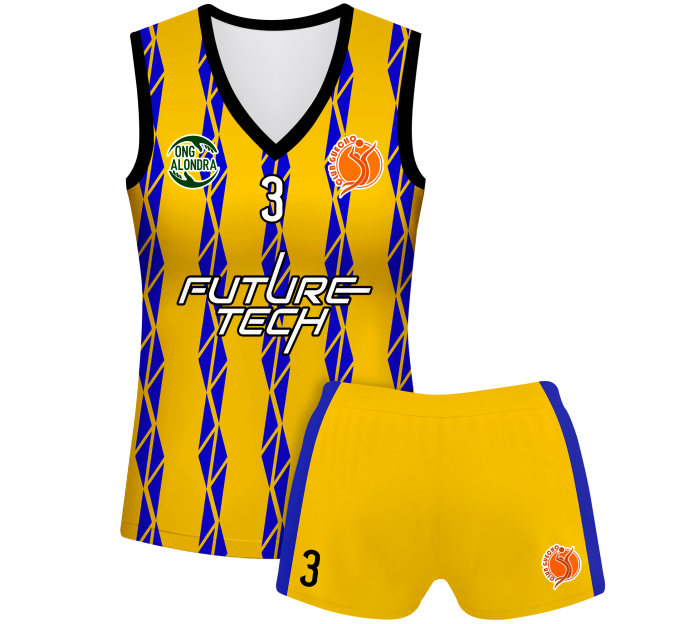 Conjunto voley mujer sin mangas sublimado modelo bandas