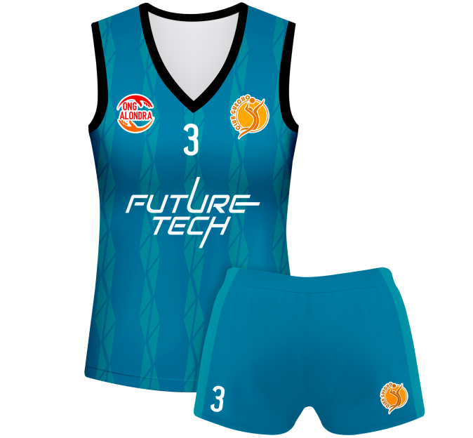 Conjunto voley mujer sin mangas sublimado modelo bandas