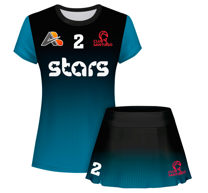 Conjunto pádel mujer manga corta sublimado modelo degradado