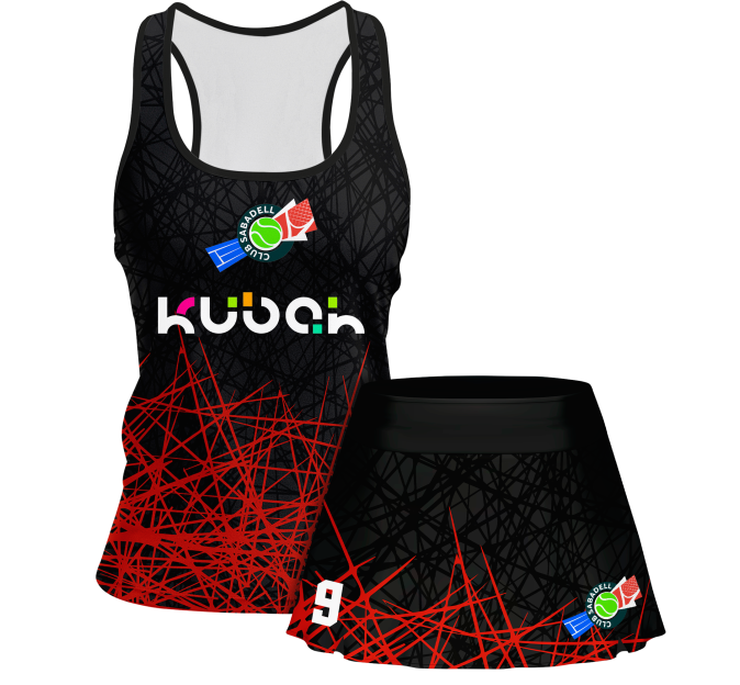 Conjunto pádel mujer tirantes sublimado modelo líneas