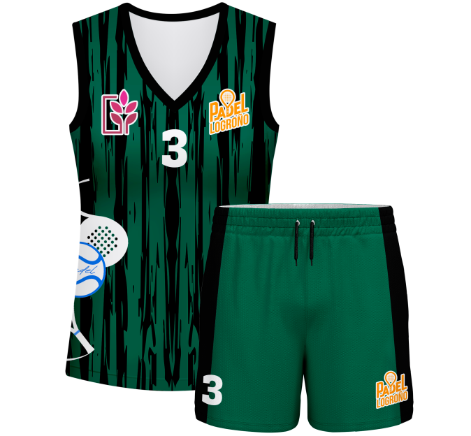 Conjunto pádel mujer sin mangas sublimado modelo rayado