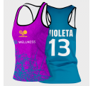 Camiseta voley mujer tirantes sublimada modelo líneas