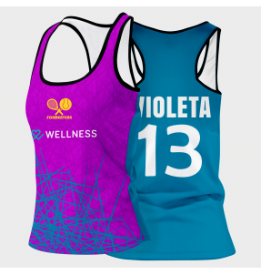 Camiseta pádel mujer tirantes sublimada modelo líneas