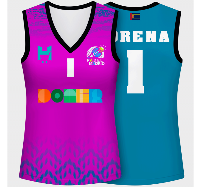 Camiseta pádel mujer sin mangas sublimada modelo geométrico