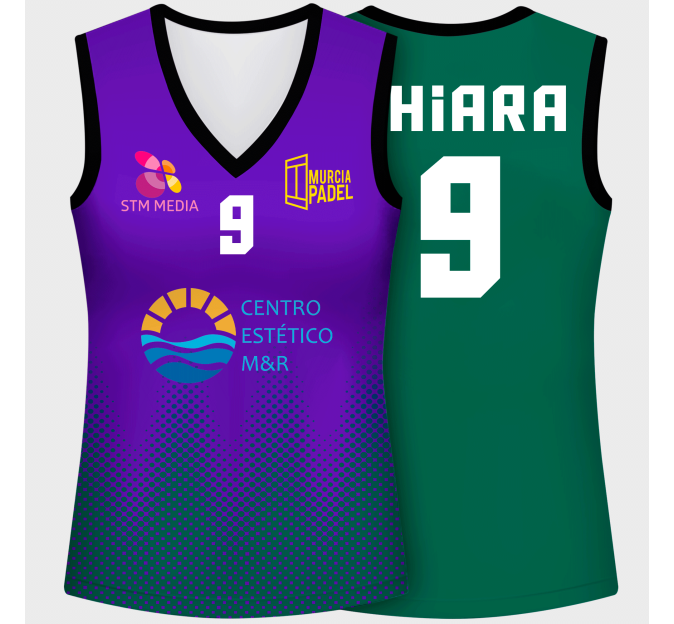 Camiseta pádel mujer sin mangas sublimada modelo puntos