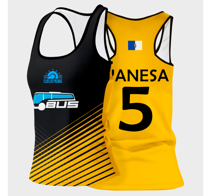 Camiseta pádel mujer tirantes sublimada modelo rayas