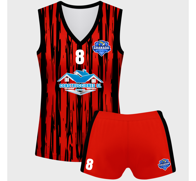 Conjunto voley mujer sin mangas sublimado modelo rayado
