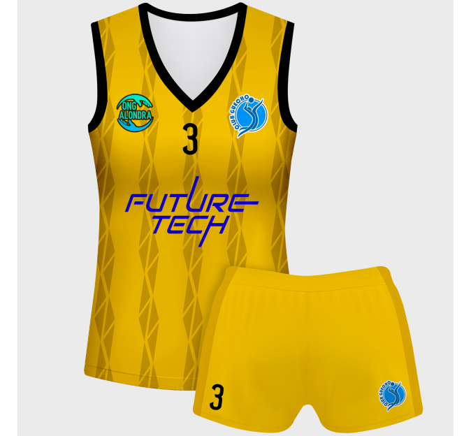Conjunto voley mujer sin mangas sublimado modelo bandas
