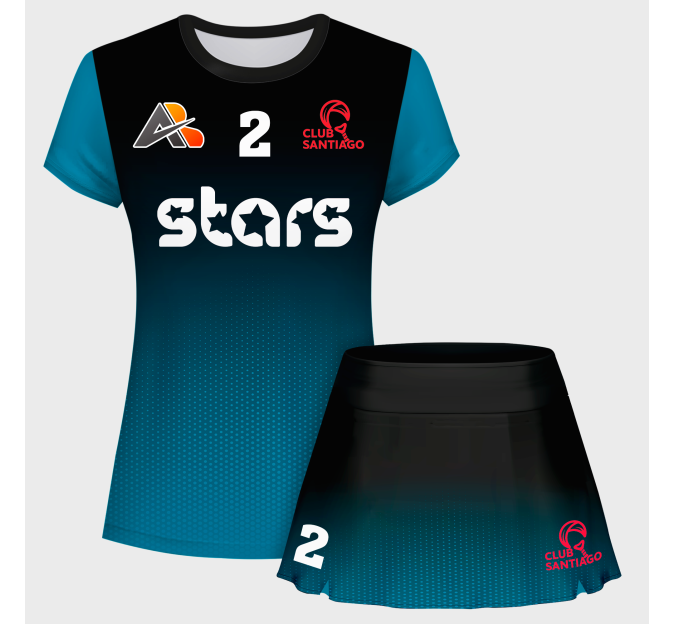 Conjunto pádel mujer manga corta sublimado modelo degradado