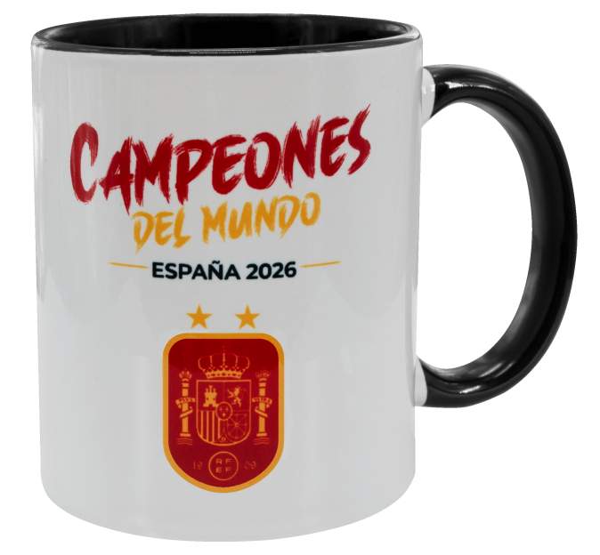 Taza con interior y asa de color Campeones del Mundo