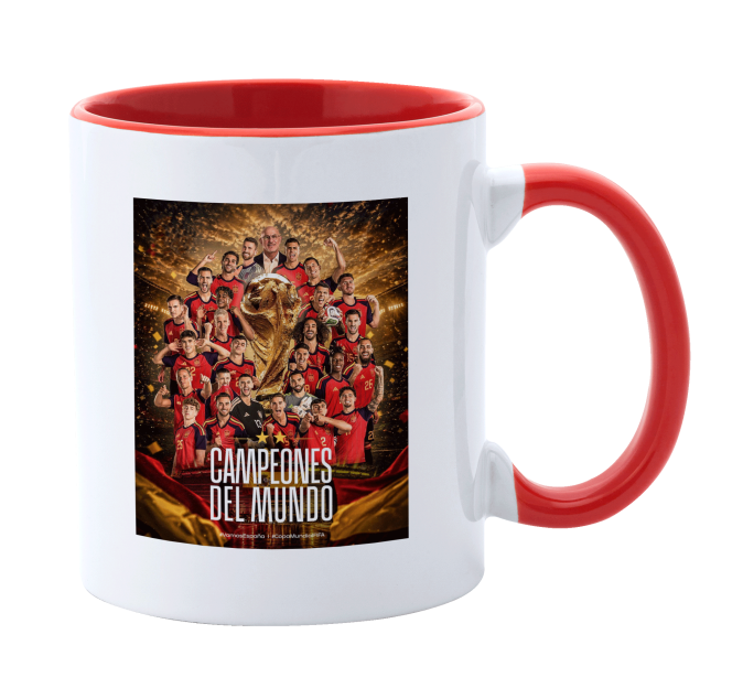 Taza con interior y asa de color Copa del Mundo