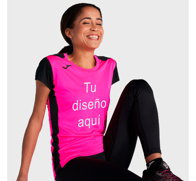 Camiseta bicolor de mujer running Joma RECORD II personalizada