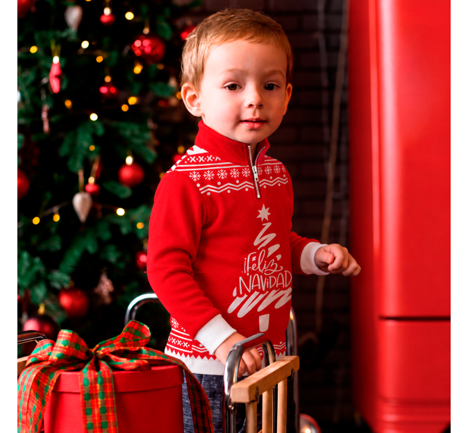 Jersey infantil navideño con cremallera Feliz Navidad