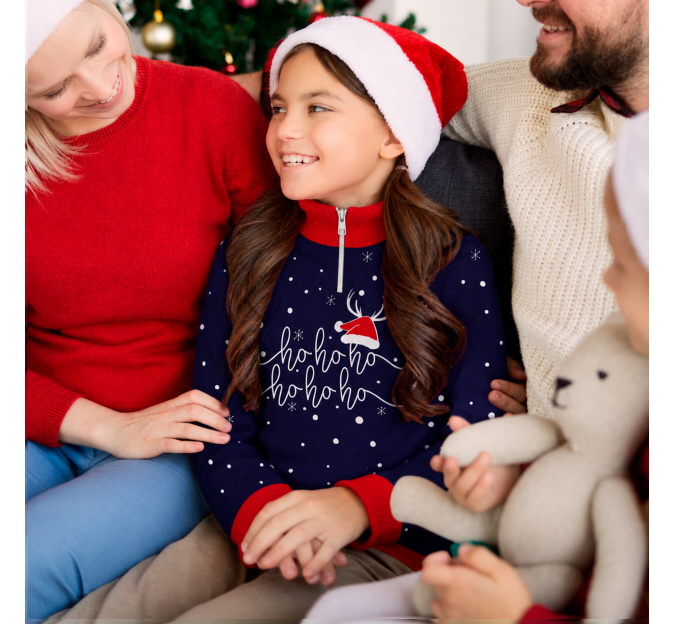 Jersey infantil navideño con cremallera Ho Ho Ho