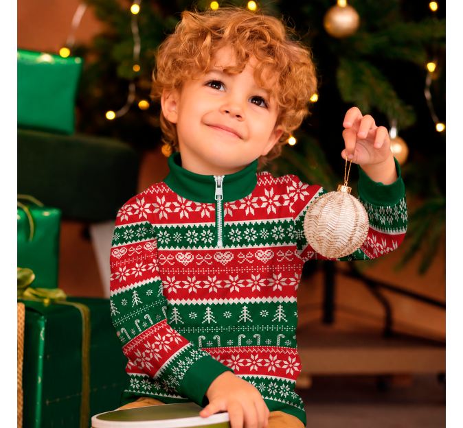 Jersey infantil navideño con cremallera Bastones de Caramelo