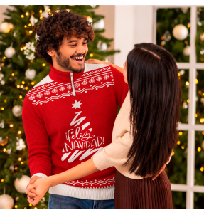 Jersey navideño con cremallera Feliz Navidad