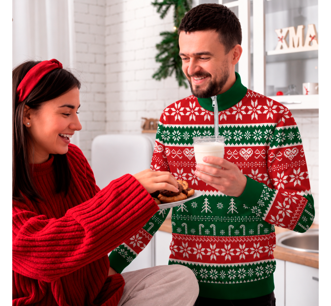 Jersey navideño con cremallera Bastones de Caramelo