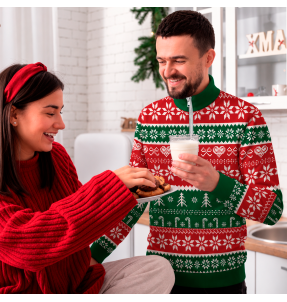 Jersey navideño con cremallera Bastones de Caramelo