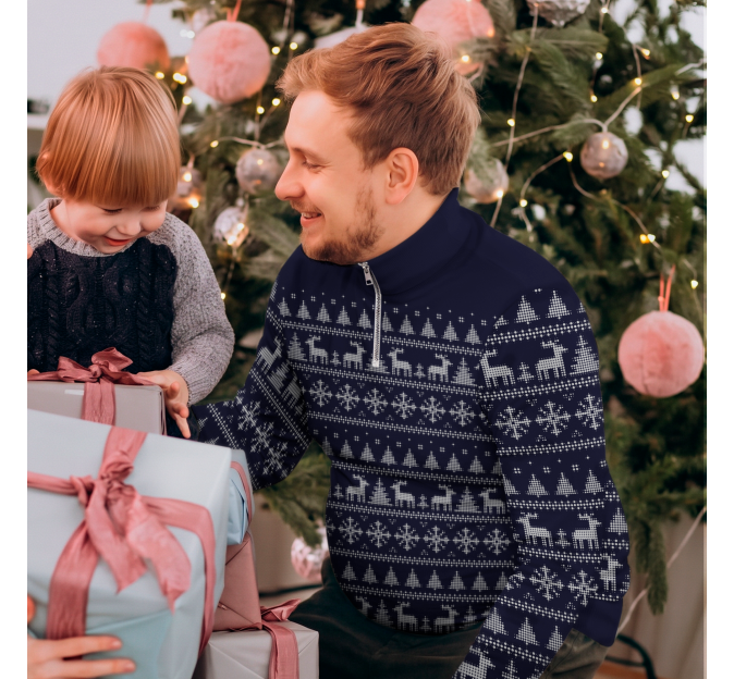 Jersey navideño con cremallera tallas grandes Renos
