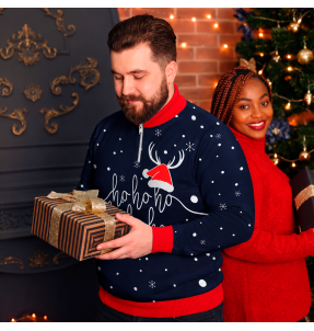 Jersey navideño con cremallera tallas grandes Ho Ho Ho