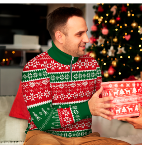 Jersey navideño con cremallera tallas grandes Bastones de Caramelo
