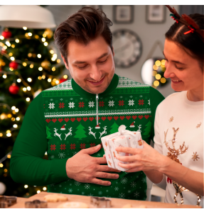 Jersey navideño con cremallera tallas grandes Copos de Nieve