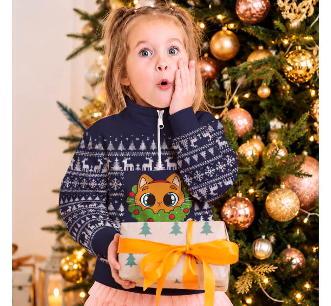 Jersey infantil navideño con cremallera Renos personalizado