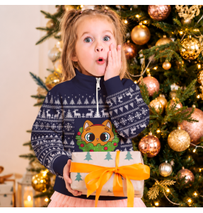 Jersey infantil navideño con cremallera Renos personalizado