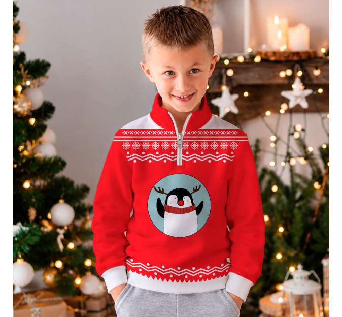 Jersey infantil navideño con cremallera Feliz Navidad personalizado