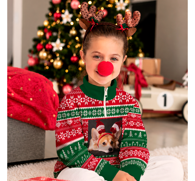 Jersey infantil navideño con cremallera Bastones de Caramelo personalizado