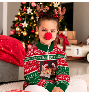 Jersey infantil navideño con cremallera Bastones de Caramelo personalizado