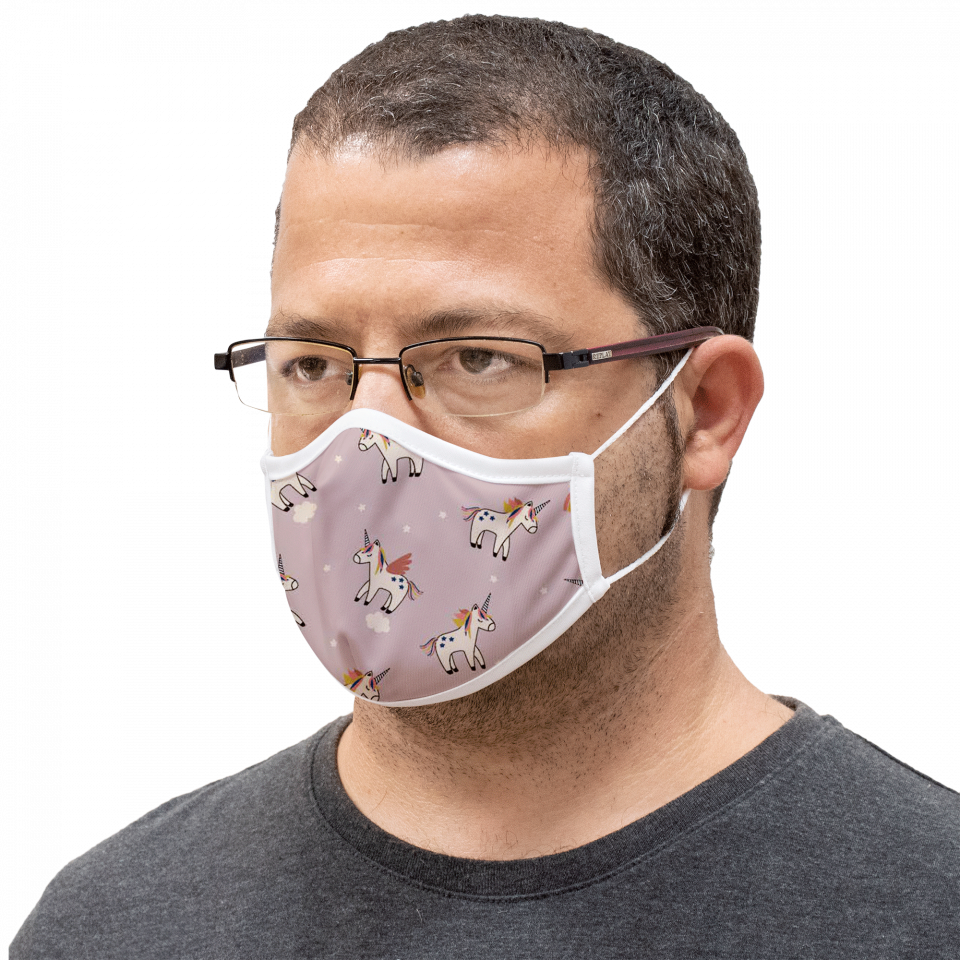 Mascarilla algodón orgánico reversible grande unicorn pink  y star homologada con protección +90%