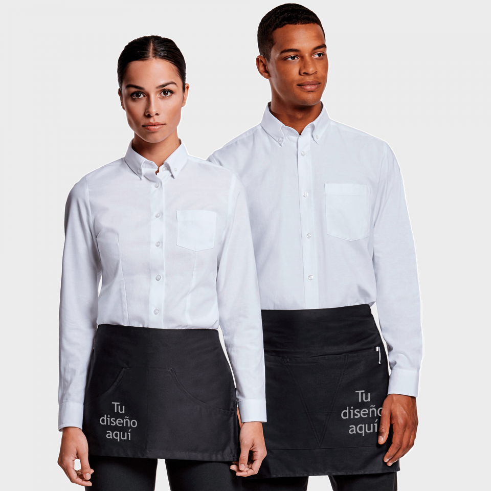 Delantal negro corto personalizado