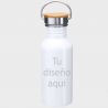 Botella acero inoxidable tapón bambú  650 ml personalizado