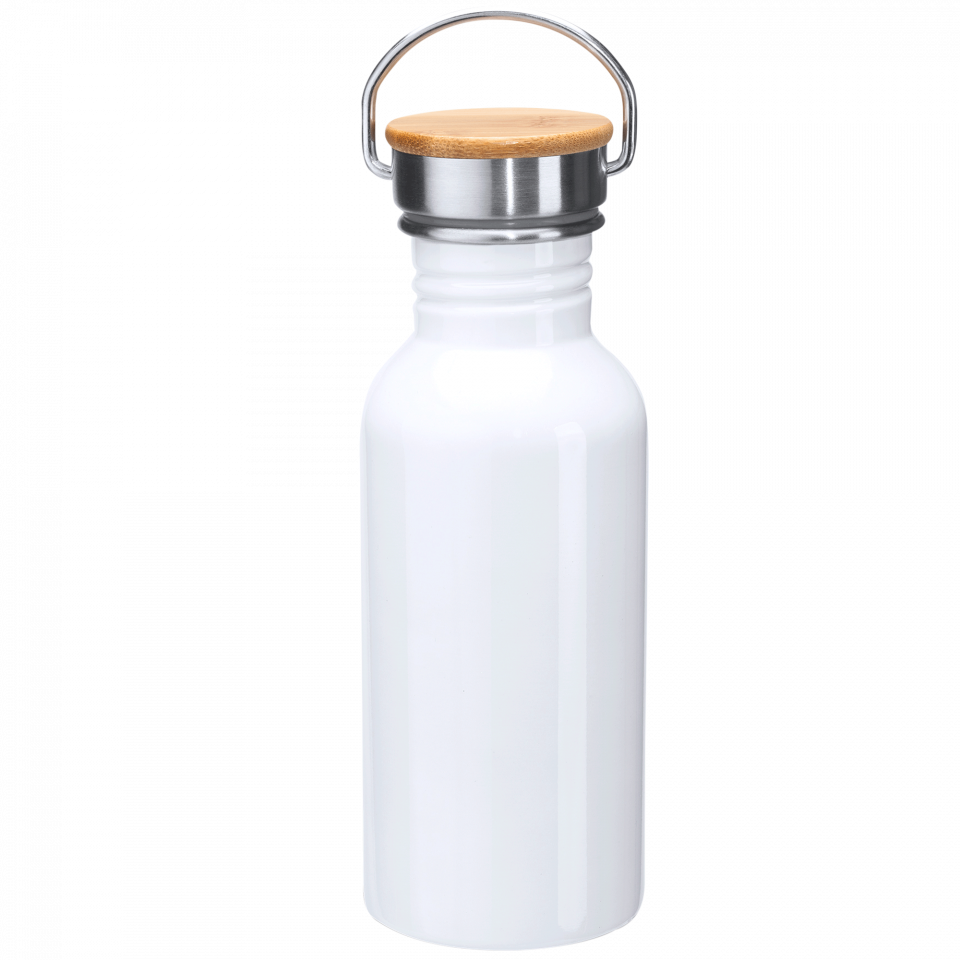 Botella acero inoxidable tapón bambú  650 ml personalizado