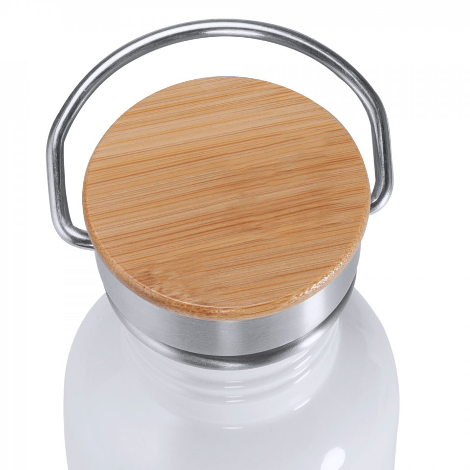 Botella acero inoxidable tapón bambú  650 ml personalizado
