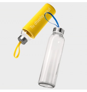 Botella de cristal con funda 500 ml personalizada