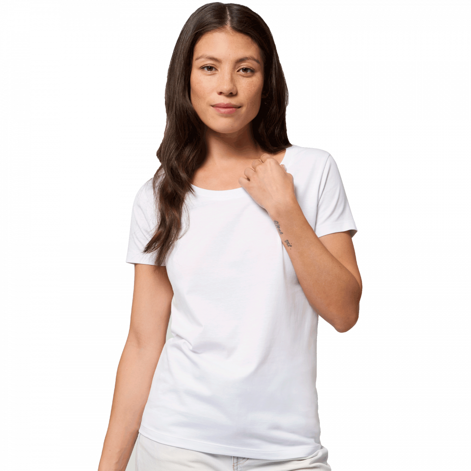 Camiseta blanca mujer de algodón orgánico Stanley/Stella Jazzer personalizada