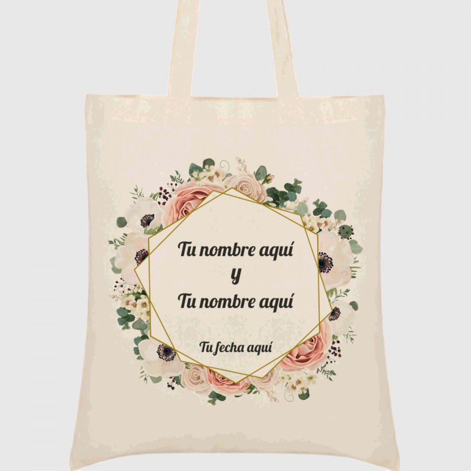 Bolsa de tela boda flores 2