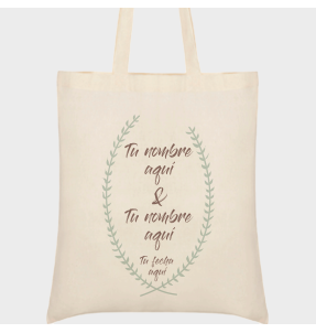 Bolsa de tela boda corona hojas