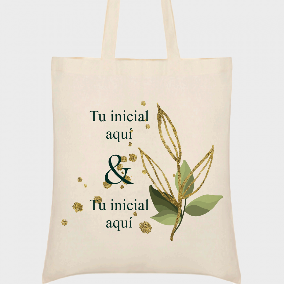 Bolsa de tela boda hojas