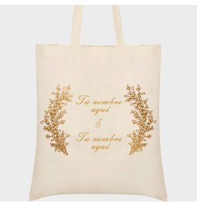 Bolsa de tela boda hojas doradas