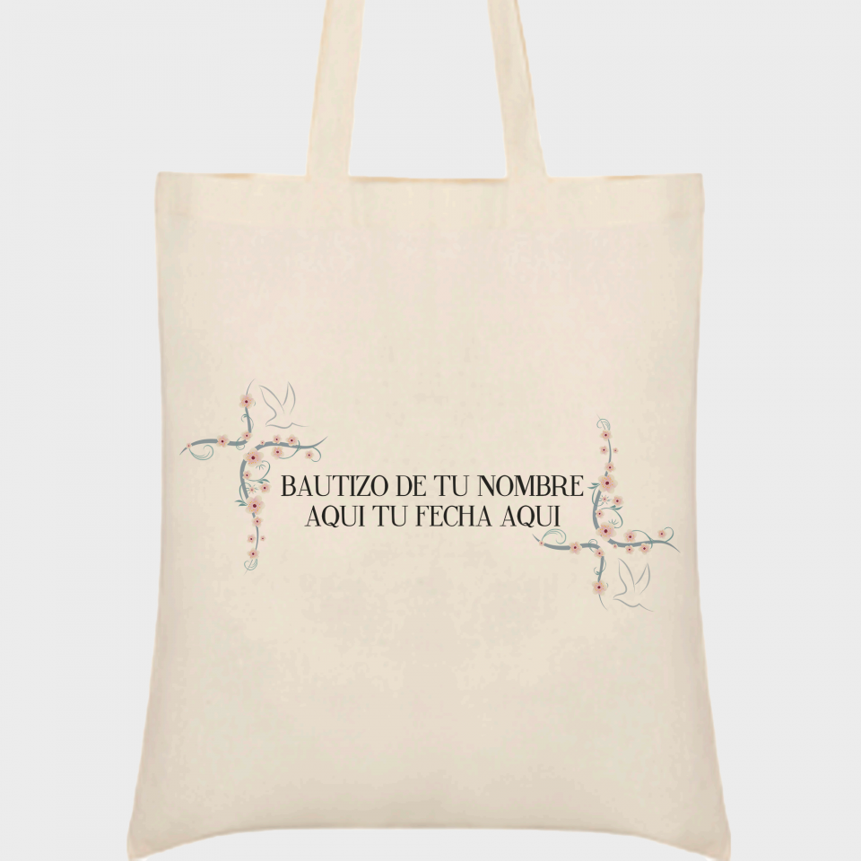 Bolsa de tela bautizo flores